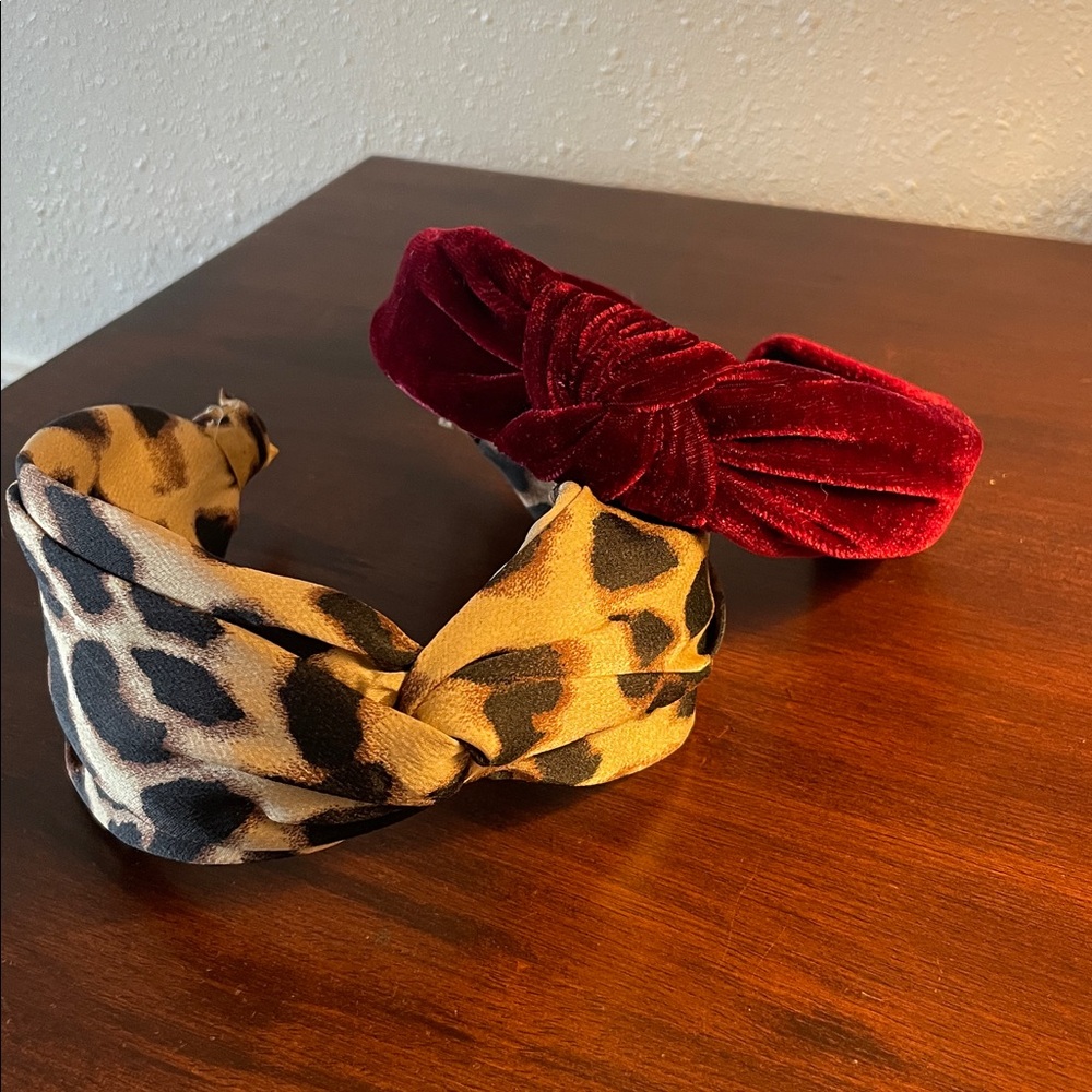 Velvet and Leopard Print Headbands